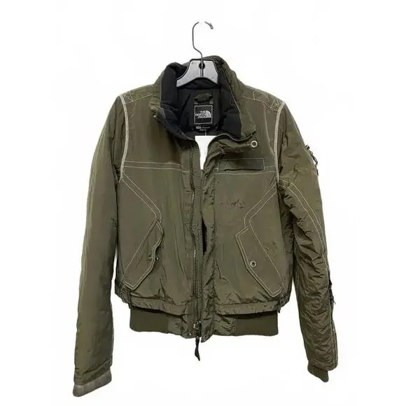 The North Face Women's Olive Green Bomber Jacket Cropped 600 Snow Size Medium - Picture 2 of 6